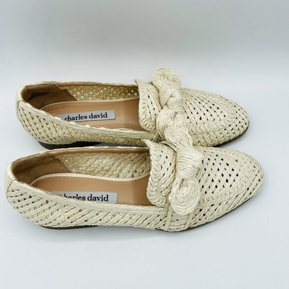 Charles David Shoes Womens 6 M Off White Finite Bow Comfort Flats Heels Loafers - Picture 3 of 11